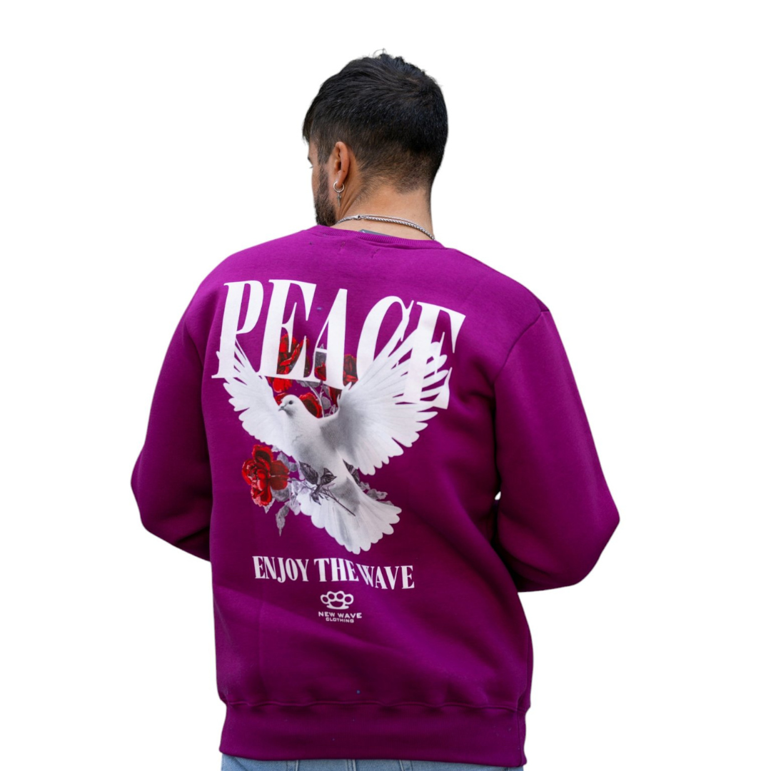 ΜΠΛΟΥΖΑ SWEATSHIRT NEW WAVE PEACE LOGO - MAGENTA