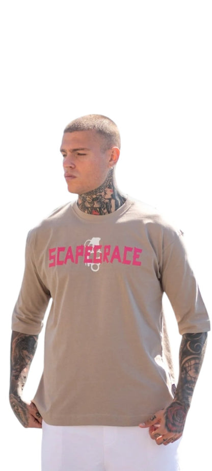 T-SHIRT SCAPEGRACE TAPED LOGO - STONE GREY