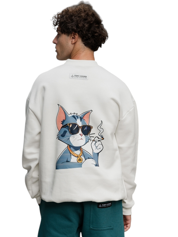 SWEATSHIRT TONY COUPER CAT - ΕΚΡΟΥ